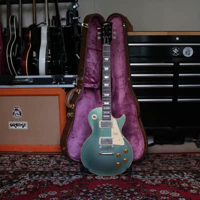 Gibson 1957 Les Paul Standard Natural Back VOS Electric Guitar  2019 Antique Metallic Teal image 3