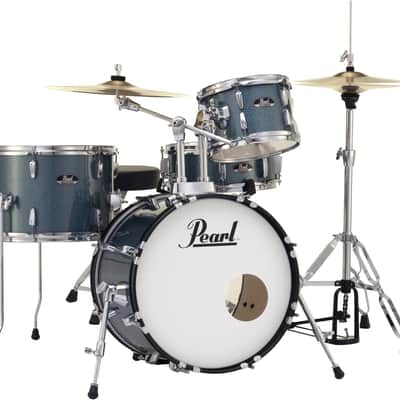 Pearl Roadshow RS584C/C 4-piece Complete Drum Set with Cymbals - Aqua Blue Glitter  Bundle with RTOM Moongel Drum Damper Pads - Blue (6-pack) image 3