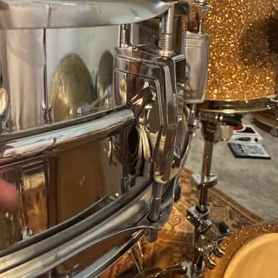 Ludwig No. 400 Supraphonic 5x14" 10-Lug Aluminum Snare Drum with Pointed Blue/Olive Badge 1969 - 1979 Chrome-Plated image 14