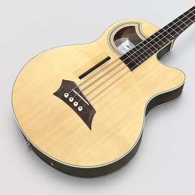 Warwick RockBass Alien Deluxe Hybrid Thinline 4 String Acoustic Electric Bass Guitar - Natural image 8