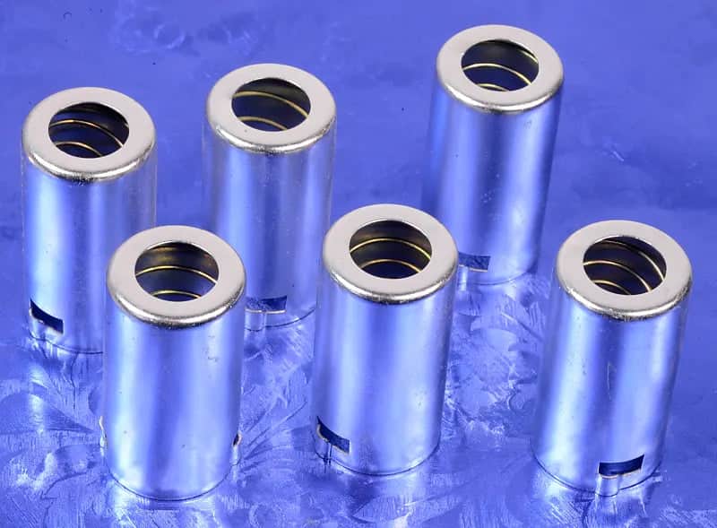 Six Aluminum Medium Nine Pin J-Slot/Bayonet Spring Loaded Tube Shields For 12AX7A, #TBA image 1