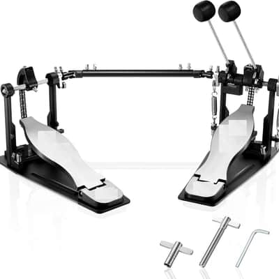 Double Bass Drum Pedal 2 Chain Double Kick Drum Pedal with 2 Way Beater Heads and Drum Keys for Drummer image 1