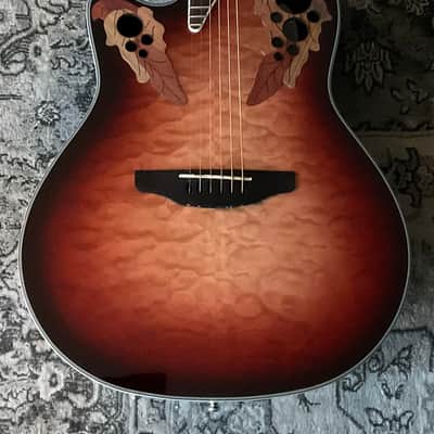 Ovation Celebrity Elite Plus CE44LX-1R Mid-Depth Left-Handed Acoustic-Electric Guitar - New England Burst image 1