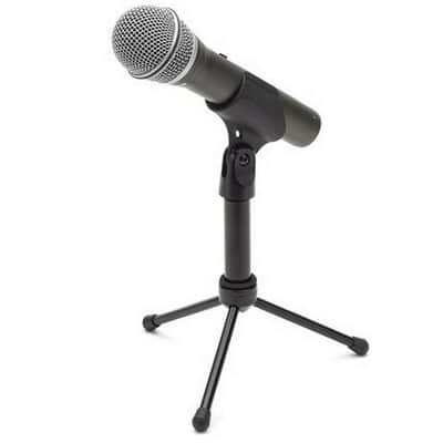 Samson Technologies Q2U USB/XLR Dynamic Microphone Recording and Podcasting Pack (Includes Mic Clip, Desktop Stand, Windscreen and Cables), silver image 1