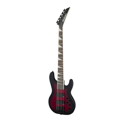 Jackson JS Series 5-String Concert Bass JS3VQ, Transparent Red Burst, Amaranth Fingerboard image 3