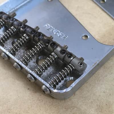 Vintage “Fender” Stamped Ashtray Six 6 Saddle Guitar Bridge Plate Tele Natural Relic image 3