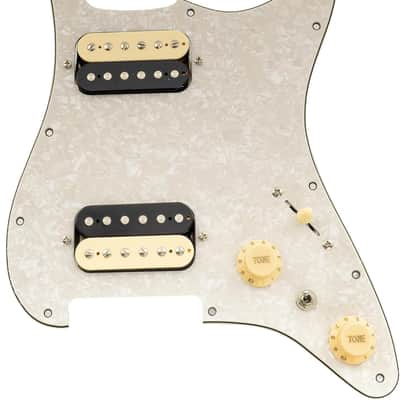 Pro-SE ST-HH-OMHA Pre-wired Pickguard with Alnico 5 Humbuckers Mini Toggle Switch for Strat Style Electric Guitar, 4Ply Aged White Pearl image 1