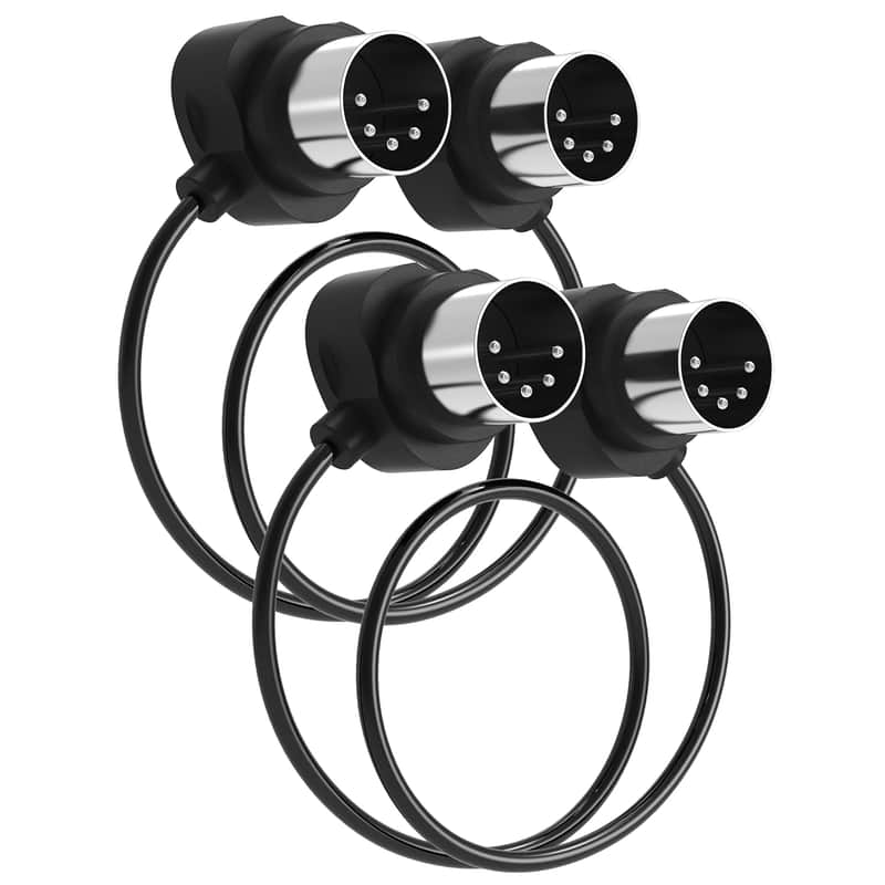 2-Pack 2-Feet/ 60cm 45-Degree Symmetry Angled MIDI Cable with Ultra-Small Plugs for Tight Space, 5-Pin Din MIDI Cable Compatible with MIDI Keyboard/Interface/Guitar Multi Effects 2-Pack 2ft/60cm image 1
