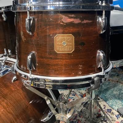 Gretsch Drum Kit, 20", 14", 12", 6x14" Early 1980s, Square Badge - Walnut image 11