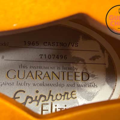 2010 Epiphone Elitist 1965 Casino Vintage Sunburst MIJ Japan w/ OHSC image 13
