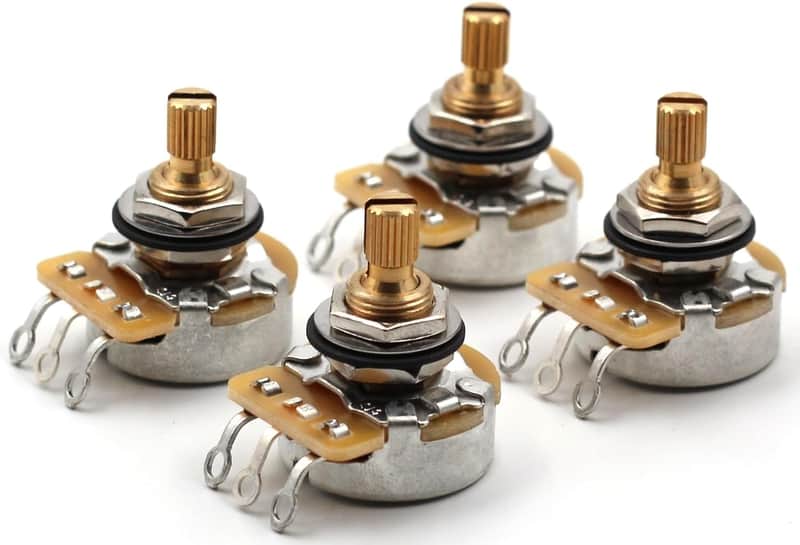 CTS 500k pot, 500k potentiometer guitar potentiometer for volume and tone, short Split Shaft Audio Taper Pots - Set of Four (4X) - 10% Tolerance - TAOT The Art Of Tone image 1
