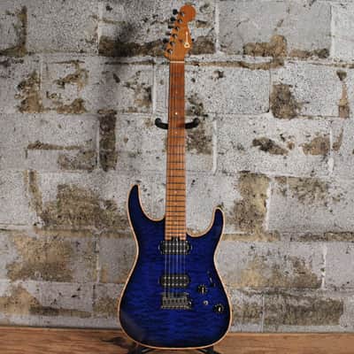 2019 Charvel DK24 Custom Shop USA HH Quilted Maple Blue Burst w/ OHSC & Paperwork image 2