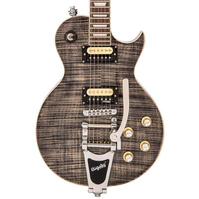 Vintage Reissued Series V100BLB Electric Guitar, Flamed Thru Black W/ Bigsby image 4