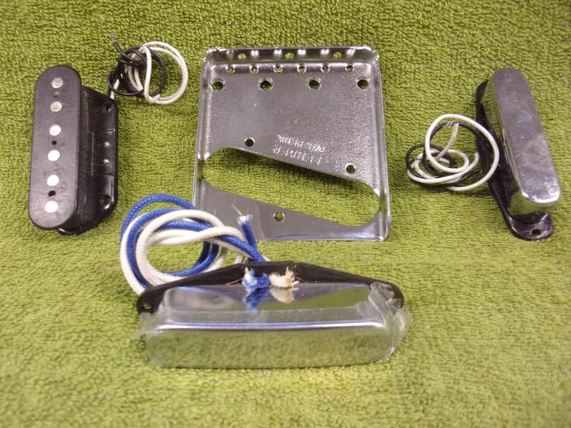 REVISED:  Fender Telecaster pickups and bridge plate, 1990'S OR 2000'S, BLACK & SILVER, Cipollina image 1