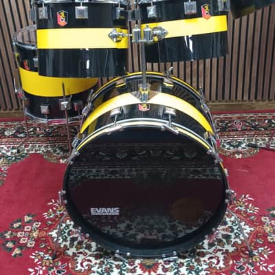 Vintage Eddie Ryan Large Custom Drum Kit – Blue/Yellow – 12,13,14,15,16,24″ image 2