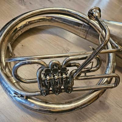 Helicon Eb Tuba Soviet 3 Valves Brass Pipe Wind Instrument Horn USSR Vintage and Rare image 4