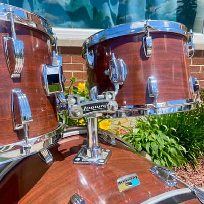 1970s Ludwig Big Beat 3-Ply Drum Set Mahogany Cortex 22/12/13/16 image 13