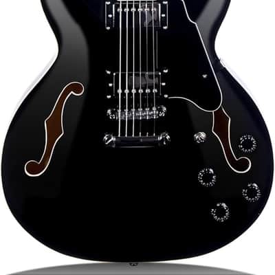 Semi-Hollow Body Electric Guitar with F-Hole,Maple neck,humbucker Pickups (Black) image 1