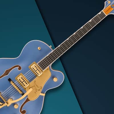 Gretsch Falcon Hollow Body Electric Guitar (Cerulean Smoke) image 6