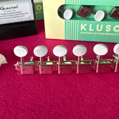 Kluson 6 in line plastic "BUTTERBEAN" Button TUNERS Nickel image 3
