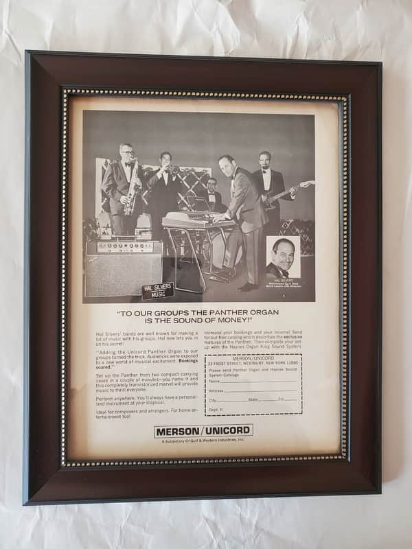 1966 Merson/ Unicord Promotional Ad Framed Hal Silvers Panther Organ Haynes Amp Original image 1