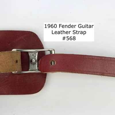 1960 Fender Red/Brown Leather Guitar Strap/Anchor Stamped Buckle Original Vintage Strap image 4