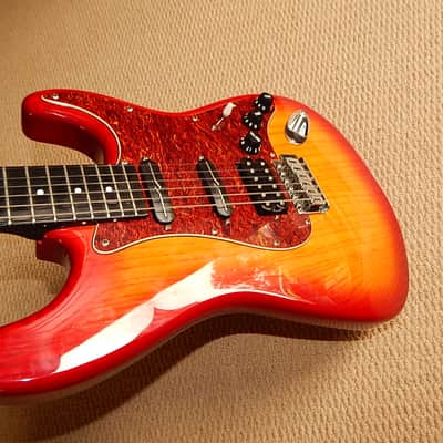 Partscaster Strat Moses Graphite Neck Fralins Cherry Sunburst Modulus image 2