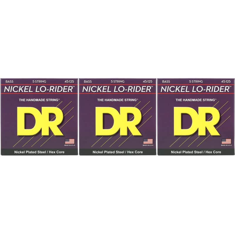 DR Strings NMH5-45 Nickel Lo-Rider Bass Guitar Strings - .045-.125 Medium (3-Pack) image 1