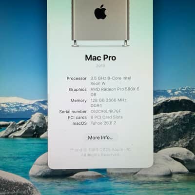 Apple Apple Mac Pro 2019 7,1 8-Core Xeon W / 128GB RAM / 1TB SSD / Radeon 580X 8GB / NVMe PCIe / Wheels / Box 2019 - Apple Finish image 6