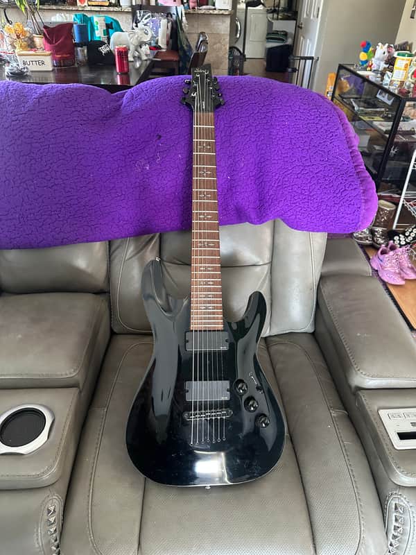 Schecter Hellraiser C-7 2006 Made in Korea 2005 - Gloss Black w/gig bag image 1