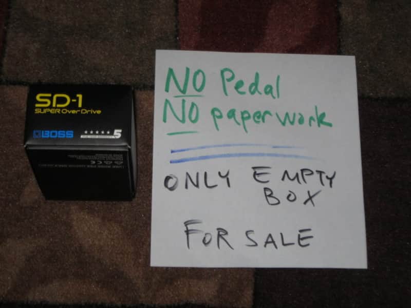 lightly handled - generally mostly very clean Boss EMPTY BOX for SD-1 SUPER OverDrive (NO pedal / NO paperwork) specifically from 2020 - but can be home for other year SD1 pedal) outside of box is black with yellow, light blue, & white graphic image 1
