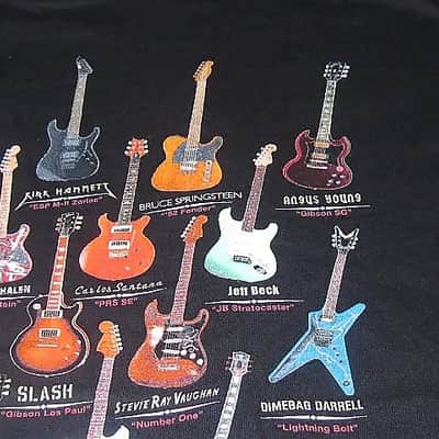 new old stock (NO paper hang-tag) A+ Taboo Rock Rock and Roll Guitar Heaven Shirt (XL) Black T shirt w/ many iconic guitars graphic (NO packaging) image 10