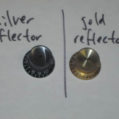 ONE very lite use genuine Gibson TONE (small print) knob from PRMK-030 set (only ONE TONE knob for sale / the other three knobs NOT included)  late 2000s or early 2010s - Knob is Gold with White Numbers & White Dashes (Gold Reflector w/ Small Black Print) image 23