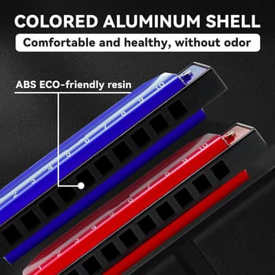 Harmonica (2pcs), Diatonic Set Key of C, Brass Reeds, Blue & Red, Modern Style, Polished Finish, Case Included | Premium Brass Reeds Polished Finish Mouth Organ, Complete Beginner Music Gift with Protective Storage Case image 2