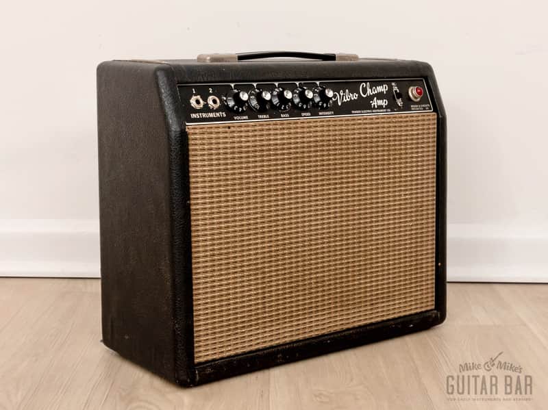 1965 Fender Vibro Champ Vintage Black Panel Tube Amp 1x8, Class A, FEIC image 1