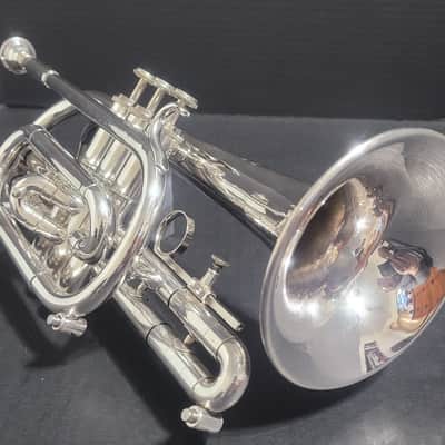 Getzen Capri 580S Cornet  ,2 Mouthpieces & soft case  .1980-1985 - Silver plated image 1