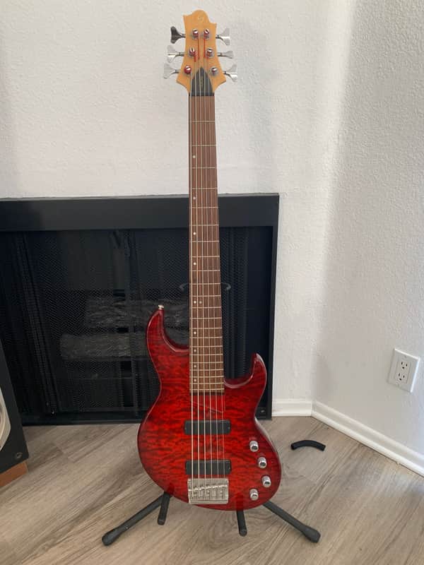 Samick Greg Bennet Fairlane 6 string bass Transparent Red image 1