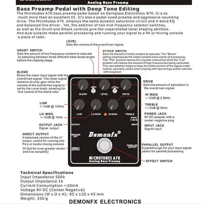 DemonFX Microtubes A7K Bass Preamp Pedal Darkglass Clone image 6