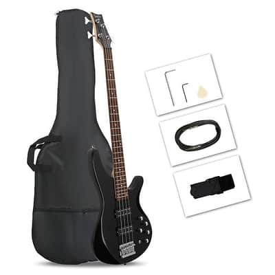 Glarry 44 Inch GIB 4 String H-H Pickup Laurel Wood Fingerboard Electric Bass Guitar with Bag and other Accessories - Black image 2