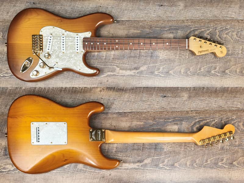MyDream Partcaster Custom Built - Honey Burst Gold Short Scale JM Dippers image 1