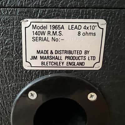 Marshall 1965A Lead 140-Watt 4x10" Angled Guitar Speaker Cabinet 1984 - 1991 - Cream image 3