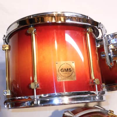 Vintage 1993 GMS Grand Master Series Drumset Cherry Sunburst Lacquer 22",14",12",10" image 12