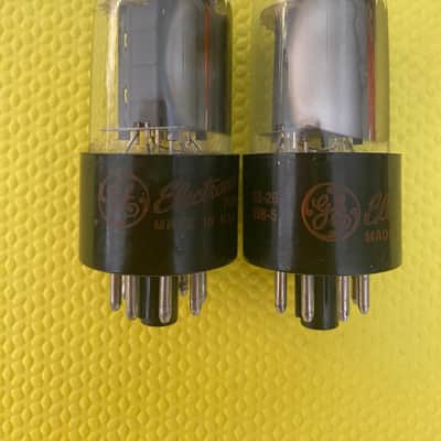 Matched Pair General Electric GE 6SN7 6SN7GTB Vacuum Tubes Valves Copper Support Rods NOS NIB image 4