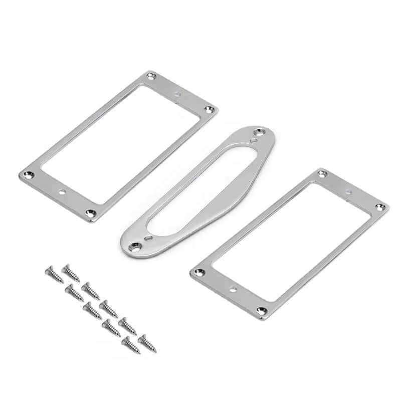 Chrome HSH Guitar Humbucker Single Coil Pickups Rings Frames image 1