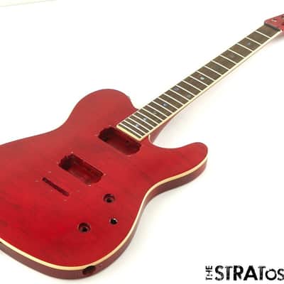 Fender Flame Maple Top Telecaster Tele BODY + NECK FMT Set Neck, Crimson Red image 1