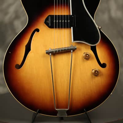 1956 Gibson ES-225 T Sunburst with original Brown hardshell case image 1