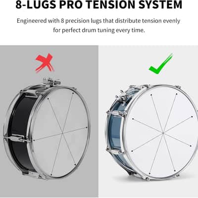 Snare Drum Set, 14" x 5.5" Marching Snare Drum with Stand & Bag | Silent Mute Pad + Drums Sticks + Drumstick Holder + Drums Key + Damper Gels for Adults (Blue) image 3