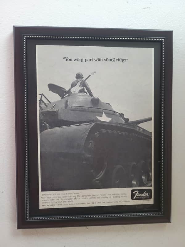 1966 Fender Guitars Promotional Ad Framed Fender Stratocaster Original RARE image 1