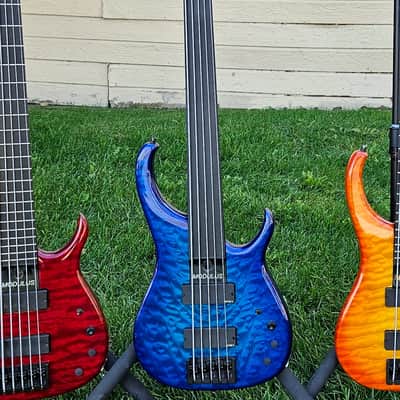 Modulus Quantum 5 Fretless 2007 - Blue Sunburst image 18