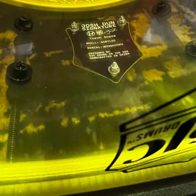 SJC Drums 14" x 6.5" Josh Dun Signature Series Torch Acrylic Snare Drum - Yellow w/ Black Hardware image 4